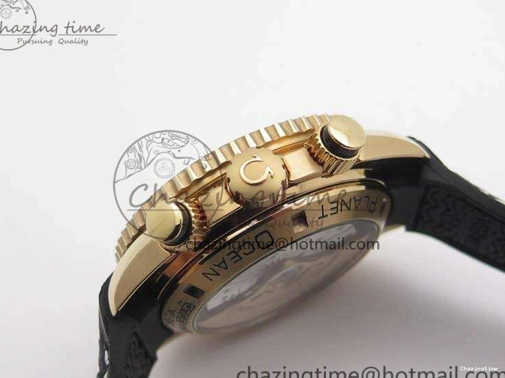 0515 Elegant Seamaster Pro Chrono RG OM Best Edition Black Ceramic Black Dial On Gummy Strap A 8128